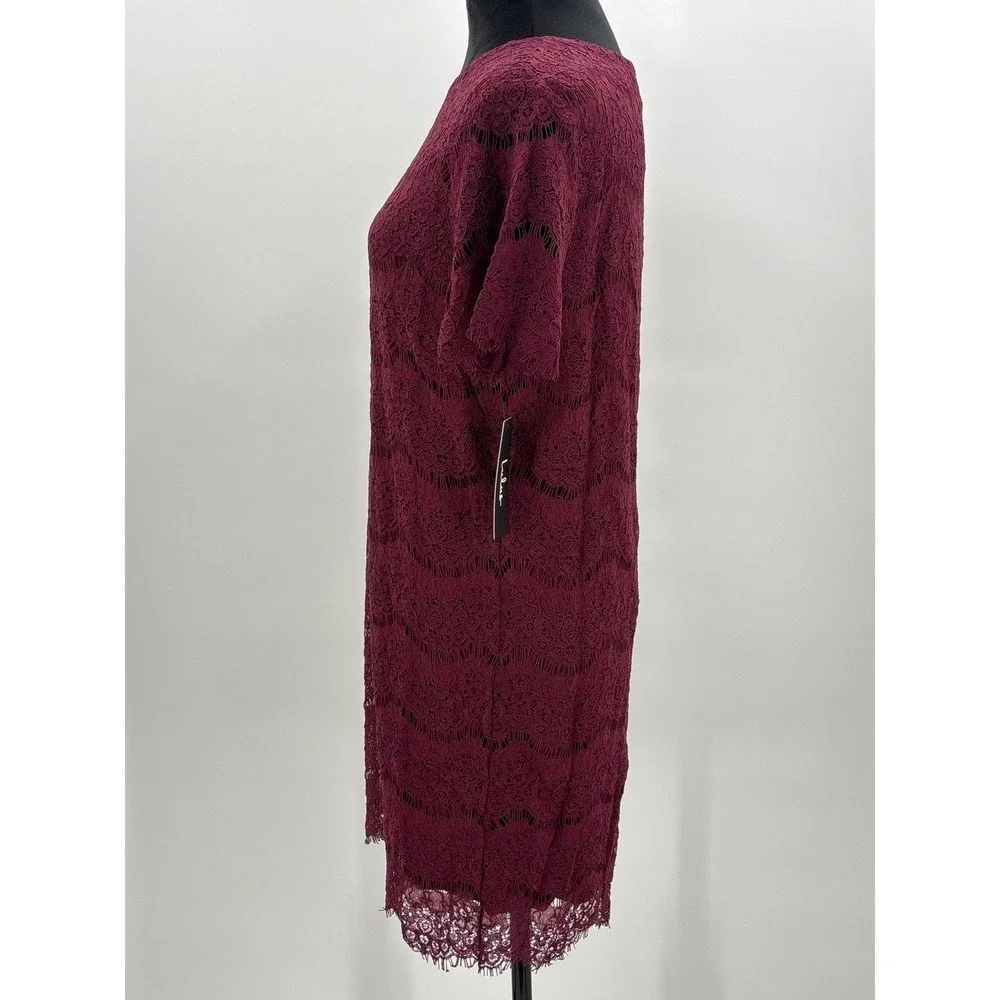 Lulus Take Me to Brunch Burgundy Lace Shift‎ Mini Dress Size Large NWT